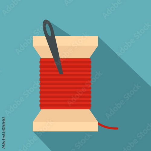 Needle and thread icon. Flat illustration of needle and thread vector icon for web