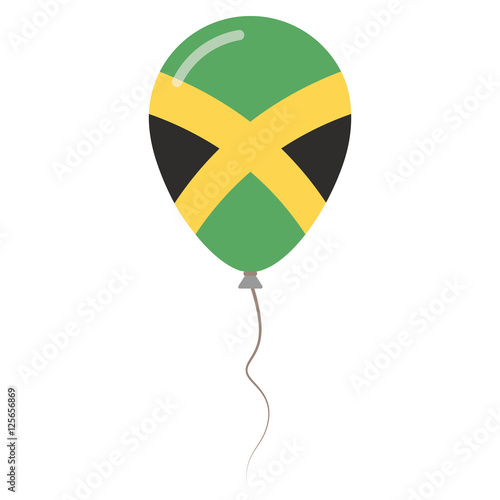 Jamaica national colors isolated balloon on white background. Independence day patriotic poster. Flat style National day vector illustration.