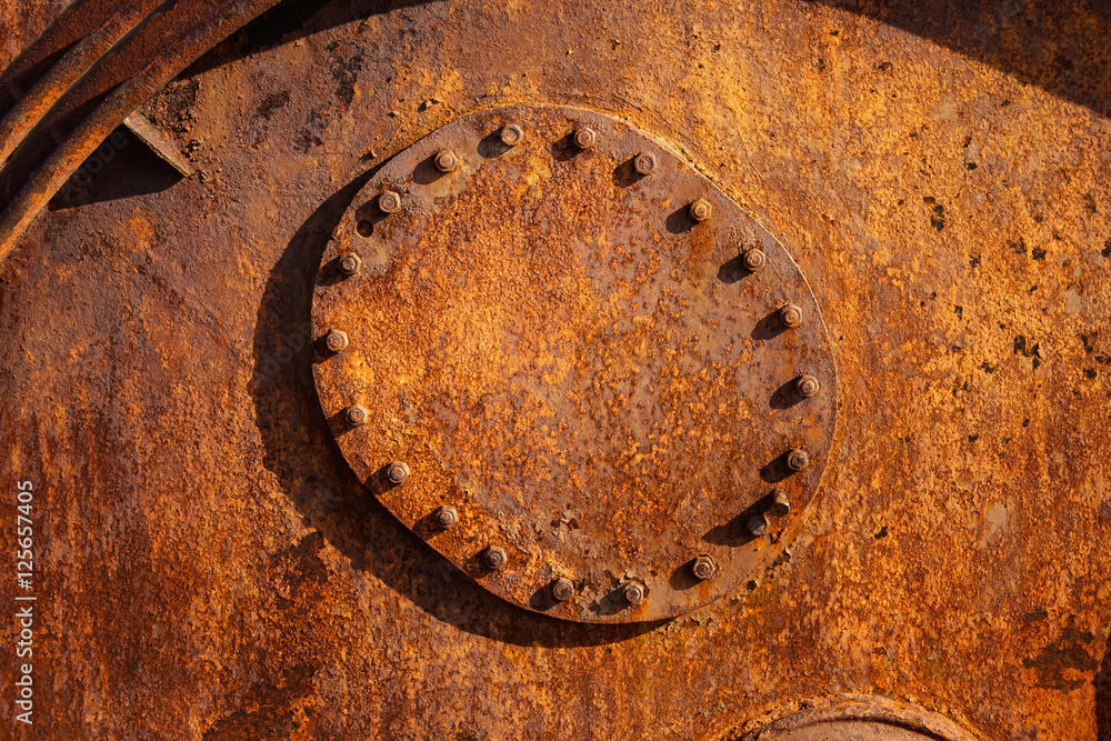 Old, Rusty metal grunge background. iron barrel, cistern