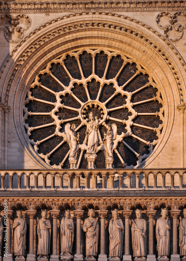 Notre Dame cathedral in Paris, France, main facade