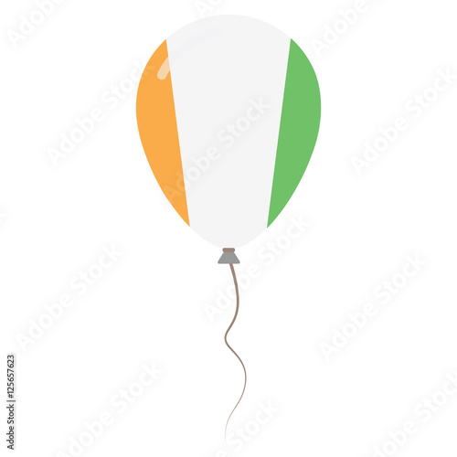Republic of Ivory Coast national colors isolated balloon on white background. Independence day patriotic poster. Flat style National day vector illustration.
