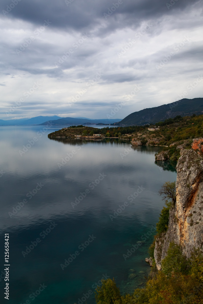 autumn day on Lake Ohrid. Macedonia