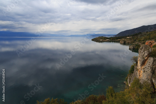 autumn day on Lake Ohrid. Macedonia