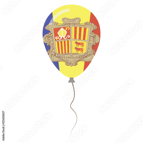 Principality of Andorra national colors isolated balloon on white background. Independence day patriotic poster. Flat style National day vector illustration.