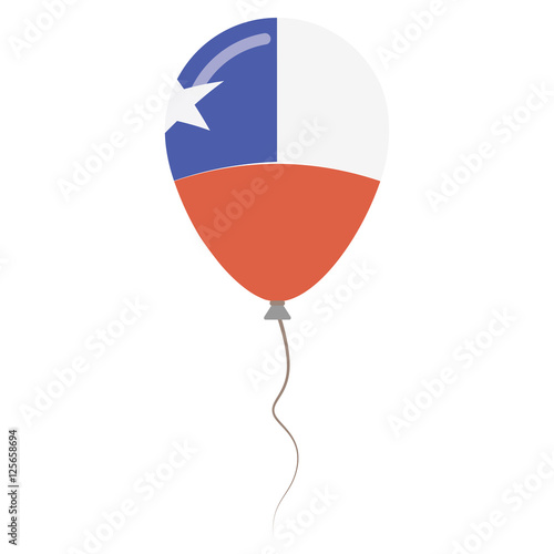 Republic of Chile national colors isolated balloon on white background. Independence day patriotic poster. Flat style National day vector illustration.