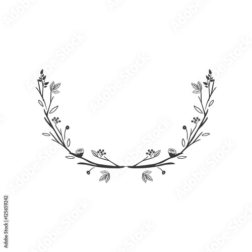 gray scale decorative half crown with olive fruits vector illustration