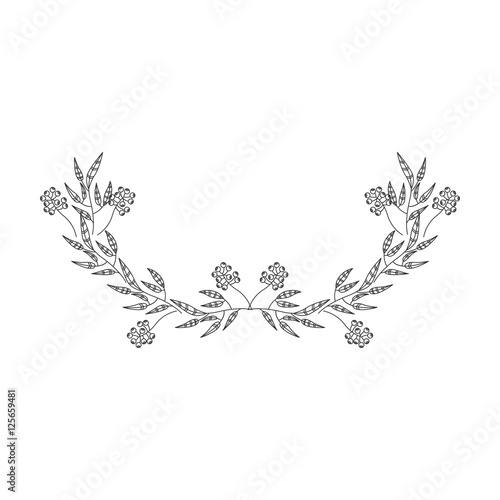 gray scale half crown olive branch contour vector illustration