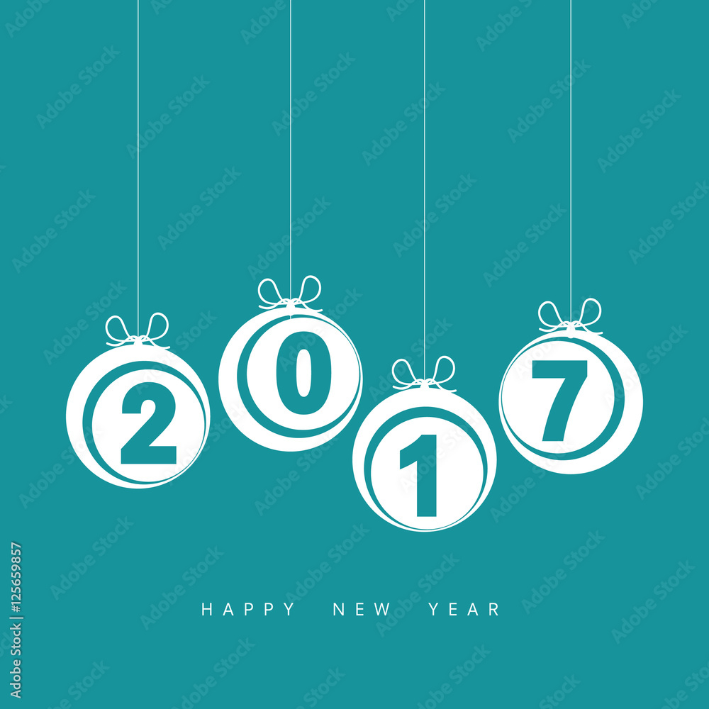 happy new year 2017 with christmas ball in blue illustration happy new year 2017 with christmas ball in blue illustration