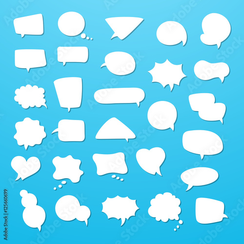 Icon set of empty speech bubbles, think clouds. Collection of comics talk balloon symbols