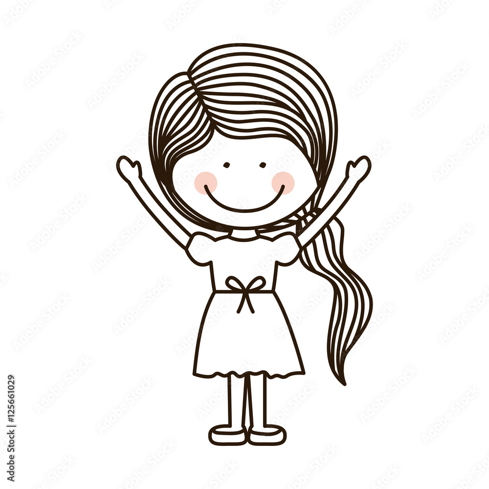 silhouette girl with open arms and ponytail vector illustration silhouette girl with open arms and ponytail vector illustration