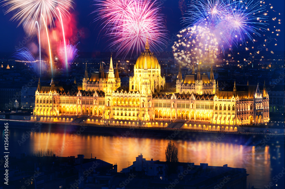 New Year in the city - Budapest with fireworks