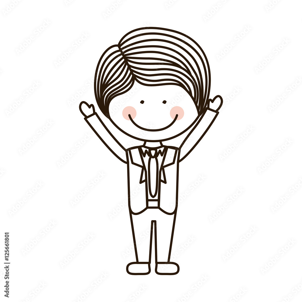 silhouette boy with open arms and formal suit vector illustration silhouette boy with open arms and formal suit vector illustration