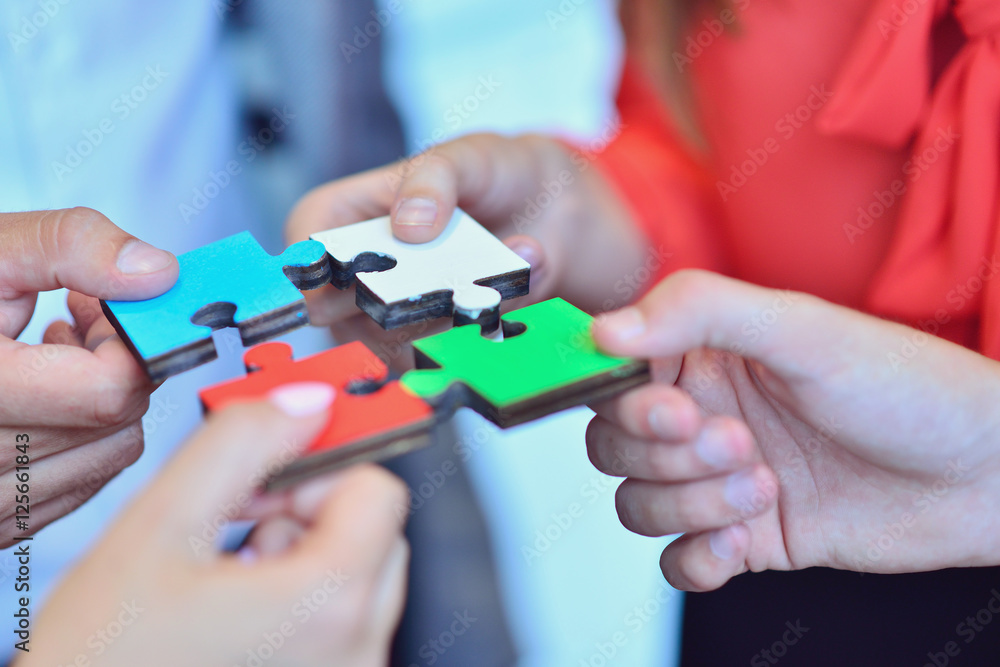 Fototapeta premium Business People Jigsaw Puzzle Collaboration Team Concept