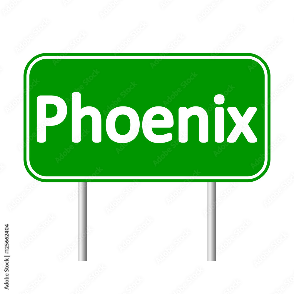 Phoenix green road sign isolated on white background Phoenix green road sign isolated on white background