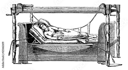 Sleep device disease on the right side, vintage engraving.