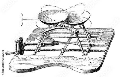 Apparatus for lithotripsy, the seat being high, vintage engravin