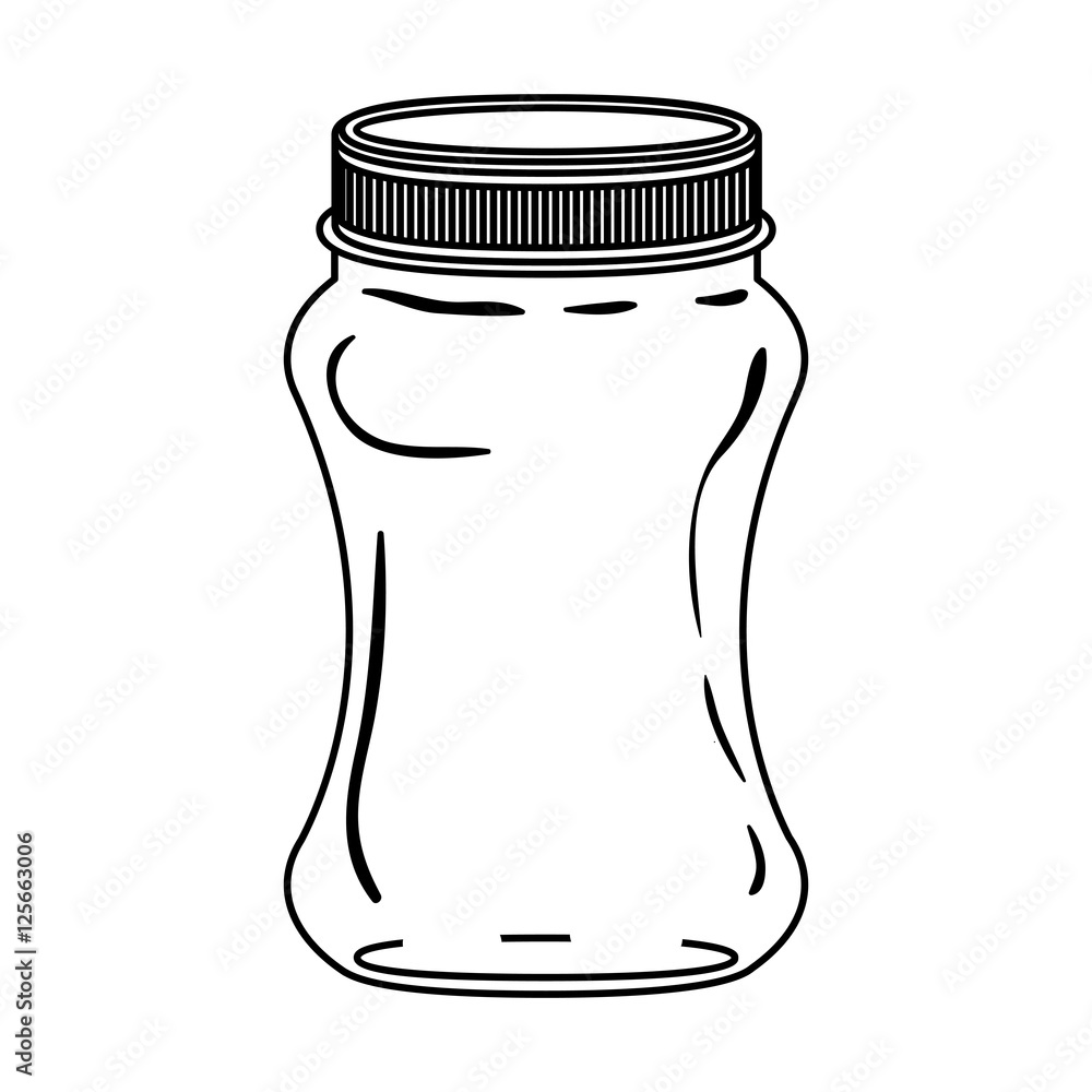 silhouette curved glass container with lid vector illustration Stock