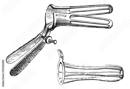 Speculum bath, vintage engraving.