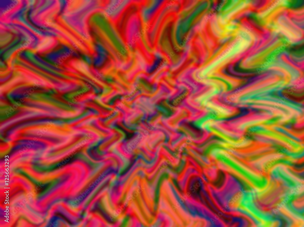 Fototapeta premium Colorful psychedelic background made of interweaving curved shapes. Illustration