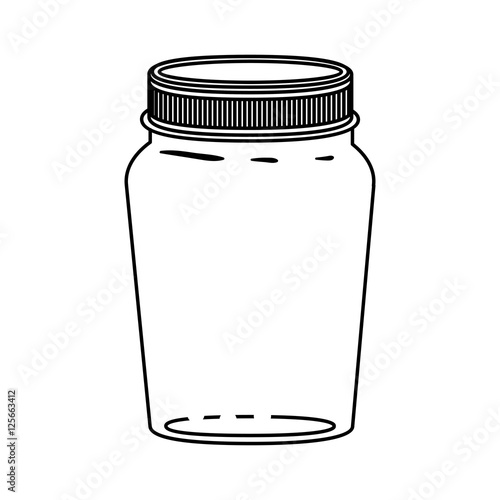 silhouette jar of jam with lid vector illustration