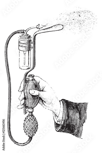 Tongue depressor spray, vintage engraving.