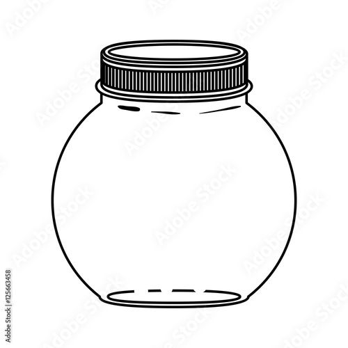 silhouette circular glass container with lid vector illustration