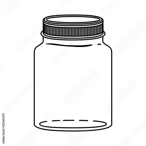 silhouette jar of jam with lid vector illustration