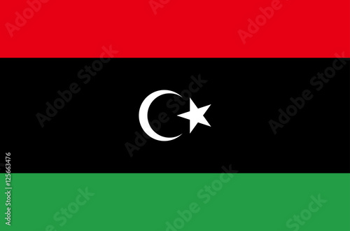 eps 10 vector Libya flag. Libyan flat style flag with stripes, moon and star emblem