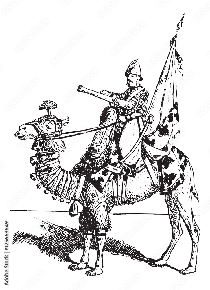 Zamburak or Zambooruk, vintage engraving. Adobe Stock