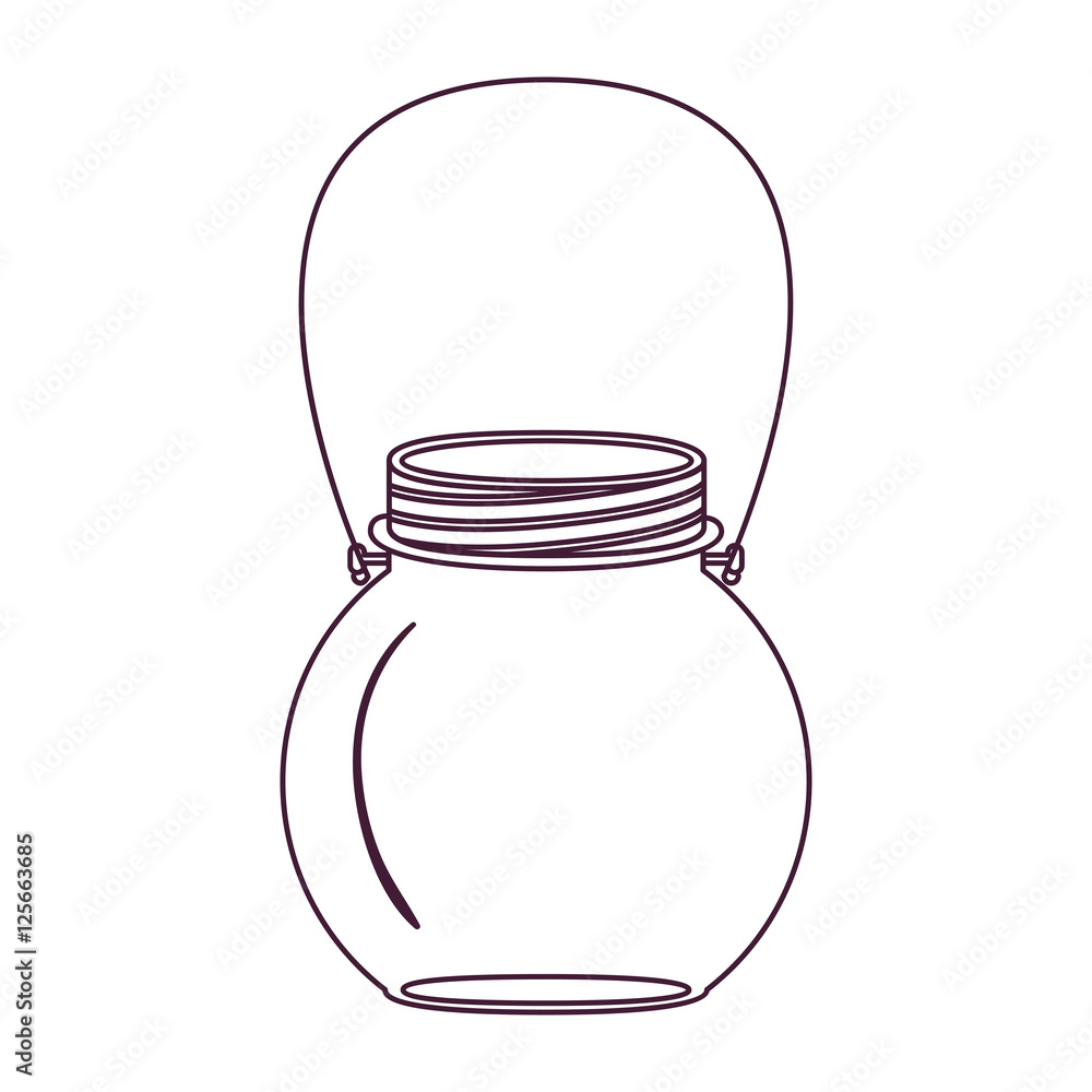 silhouette circular glass container with handle vector illustration