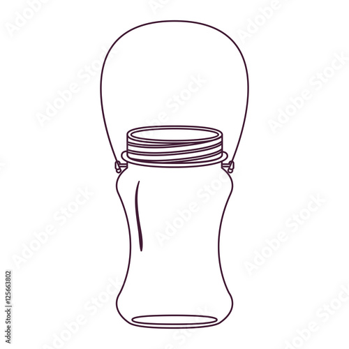 silhouette curved glass container with handle vector illustration