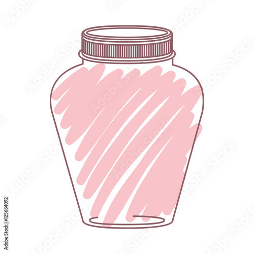 silhouette glass jar decorative with pink stripes vector illustration