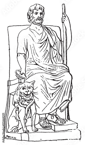 Pluto or Hades, vintage engraving.