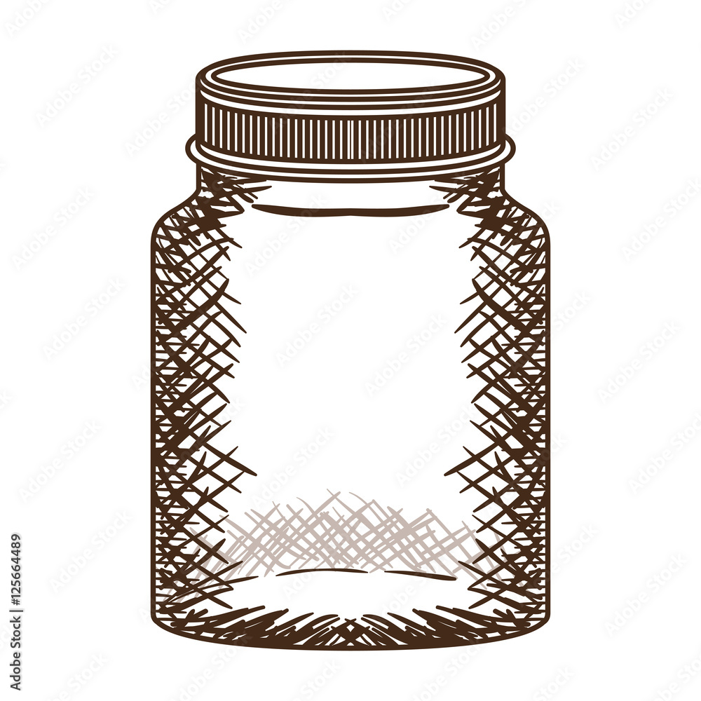 silhouette vintage jar of jam with lid vector illustration Stock Vector ...