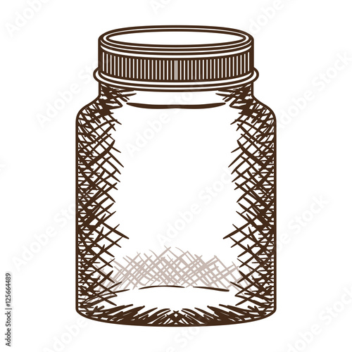 silhouette vintage jar of jam with lid vector illustration