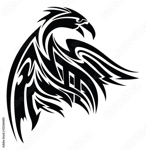 Phoenix tattoo, vintage engraving.