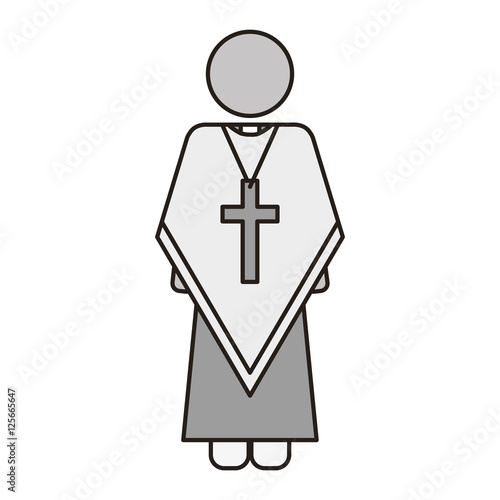 priest or reverend man with christian catholic religious icons over white background. vector illustration