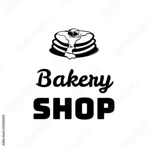 Pancakes with butter. Bakery shop. Vector Illustration