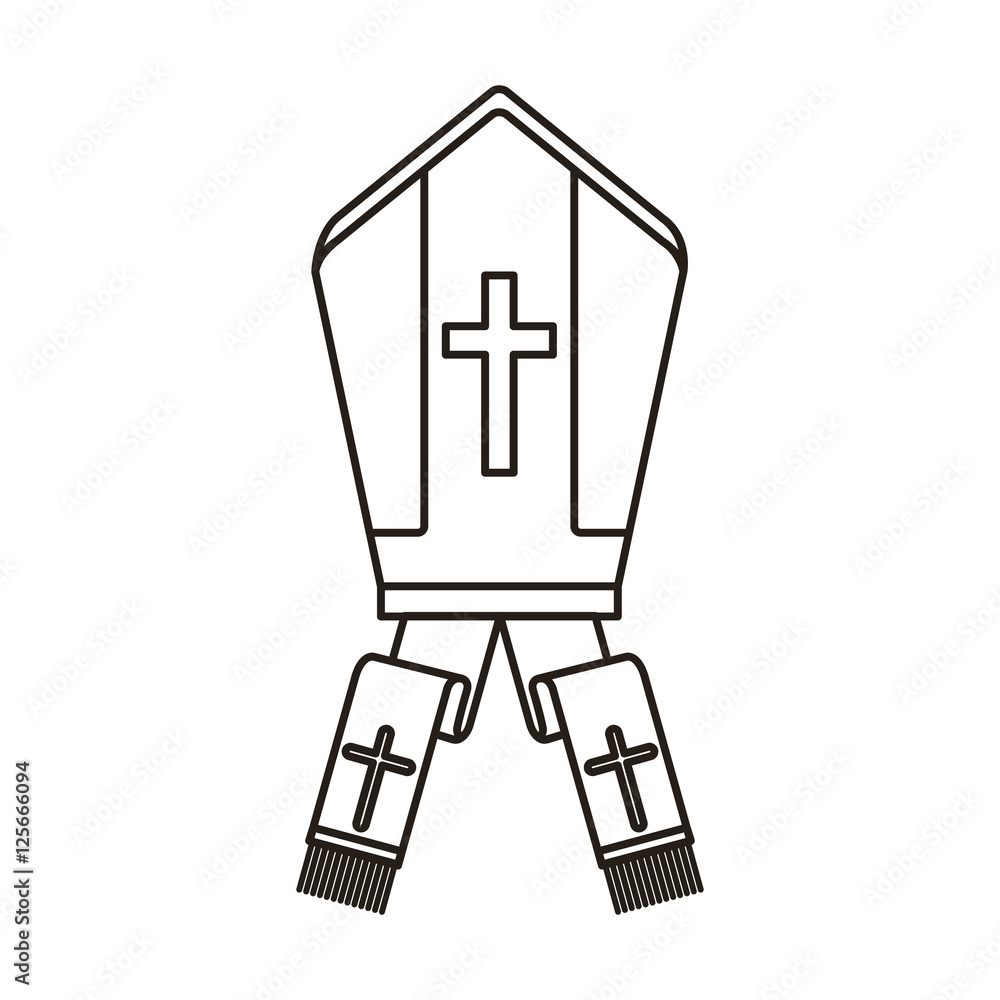 pope hat with religious cross icon over white background. vector illustration pope hat with religious cross icon over white background. vector illustration