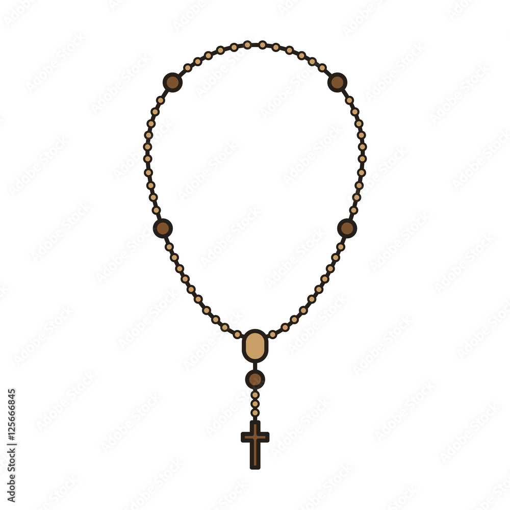 holy rosary with religious cross over white background. vector illustration holy rosary with religious cross over white background. vector illustration