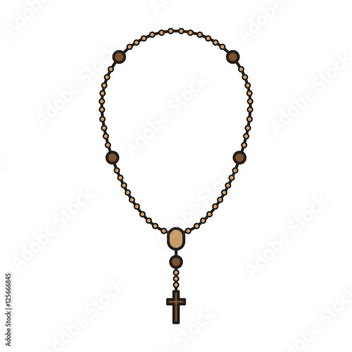 holy rosary with religious cross over white background. vector illustration