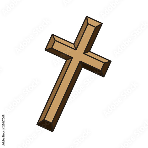 religious cross icon over white background. catholic and christian religion design. vector illustration