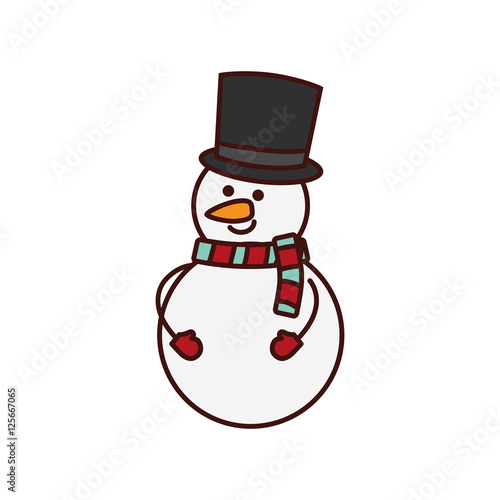 cute snowman character isolated icon vector illustration design