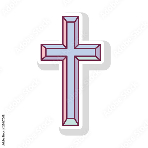 religious cross icon over white background. catholic and christian religion design. vector illustration