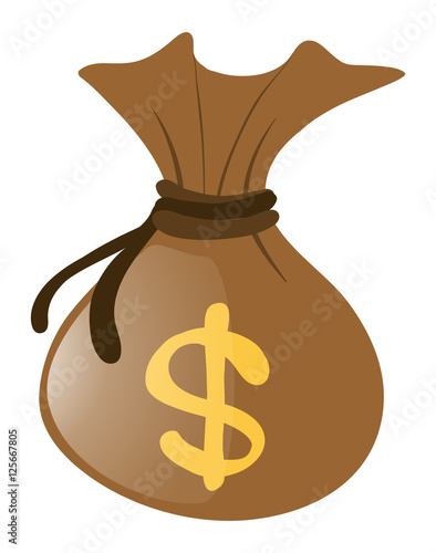 Brown money bag on white background