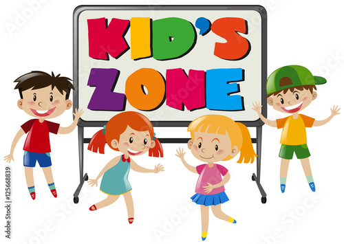 Boys and girls in kid s zone