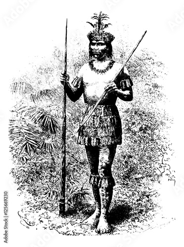 Coreguaje Indian of Amazonas, Brazil, vintage engraving