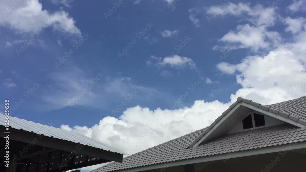 Time lapse beautiful clouds passing over house gables, Thailand Time lapse beautiful clouds passing over house gables, Thailand