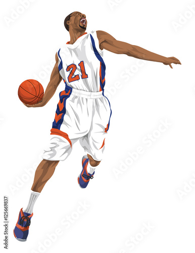 Vector of basketball player going for a slam dunk.