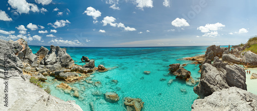 Panorama of rocky Bermuda coast photo